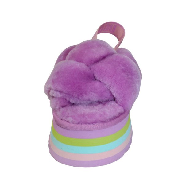 UGG Platform DISCO Slides Pink/Purple/Blue/Green Elastic strap Women's 8 NEW! - Picture 11 of 11